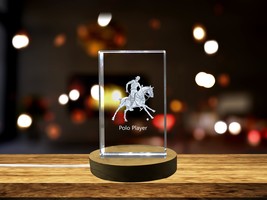 LED Base included | Polo Player 3D Engraved Crystal 3D Engraved Crystal Keepsake - £31.46 GBP+