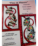 Applique Quilt wall hanging Fans &amp; Flowers pattern 30&#39; X 48&quot; finished Ar... - $7.40 CAD