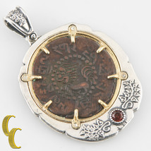 Tibet Moneta IN 2 Tono Argento Lunetta Con Tormalina Pendente - £710.58 GBP