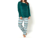 Cuddl Duds Fleecewear with Stretch Pajama Set- PINE GREEN/ FAIR ISLE, LARGE - $28.21
