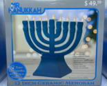 Mr. Hanukkah 12&quot; Ceramic Hanukkah Menorah Holiday Decoration Blue Timer - £37.80 GBP