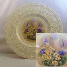 Crown Ducal 11&quot; Dinner Plate Embossed Rim Center Garden Florals No Trim England - £19.75 GBP