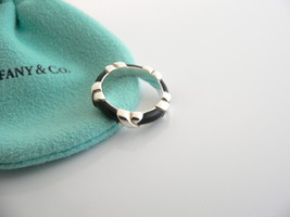 Tiffany & Co Silver Black Enamel Signature X Stacking Ring Band Sz 5.5 Gift Love - $498.00