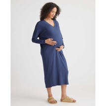 Quince Womens French Terry Modal Maternity &amp; Nursing Lounge Dress Navy Blue S - £26.46 GBP