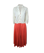 Vintage Red and White Blouson Dress with Lace Detail Size Large - £27.25 GBP