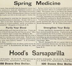 Antique 1884 Hood&#39;s Sarsaparilla Quack Medicine Advertisement Ephemera 5... - $369.97 MXN