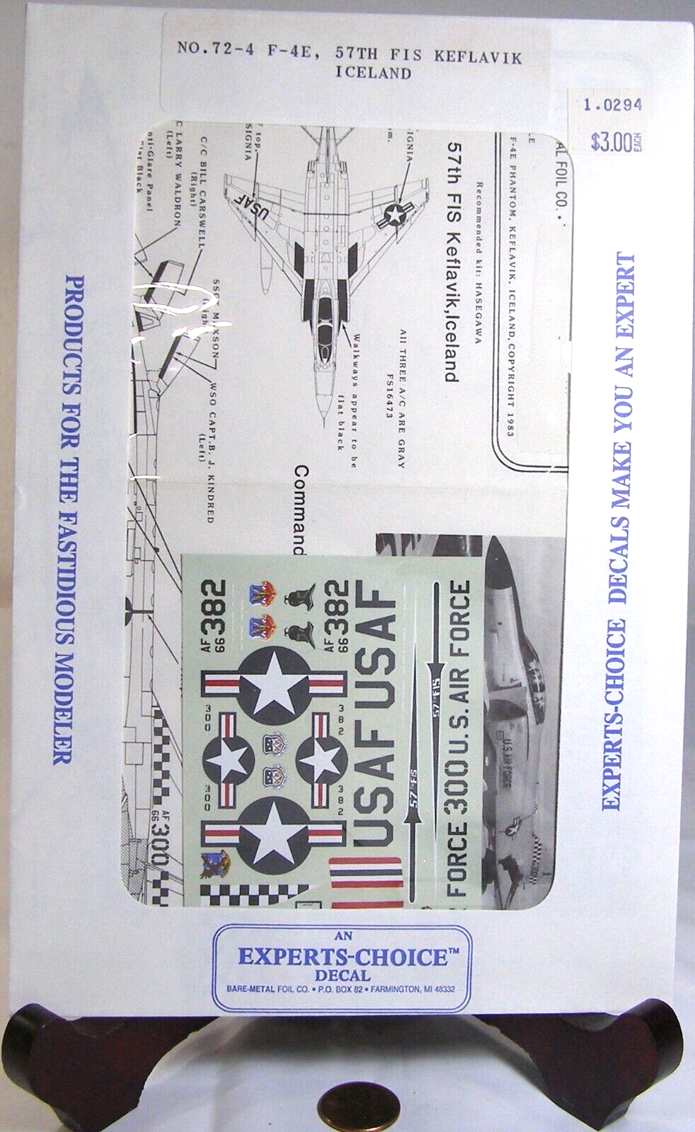 Experts Choice Military Decals No.72-4 F-4E, 57th FIS Keflavik Iceland  S3V - $12.95