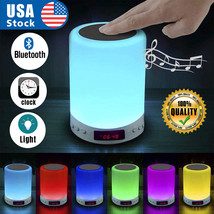 Wireless Bluetooth Speaker Led Touch Night Light Alarm Clock Usb Rechargeable Us - £18.17 GBP