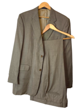 Daniel Cremieux Suit Loro Piana Italian Wool Bird&#39;s Eye Pattern Brown 42L Cuffed - £48.98 GBP