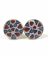 Sterling Silver and Glass Abstract Pattern Cufflinks - $1,486.52 MXN
