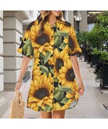 Sunflower Flower Floral Button Front Shirt Dress (Size XS - 5XL) - €29,95 EUR+
