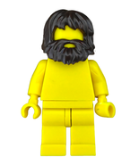 Minifigure Wig, Dark Brown Hair Shaggy with Beard and Mouth Hole - UB1389 - $4.61 CAD