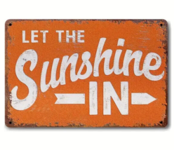 Let The Sunshine In Vintage Novelty Metal Sign 12&quot; x 8&quot; Wall Art - £7.03 GBP