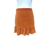 Cotton On Orange Polkadot Pull On Skirt L Lined Mini Ruffel Bottom - $16.82