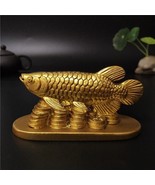 Animal Fish Statues Golden Figurines Lucky Resin Ornament Home Decor Scu... - £19.14 GBP
