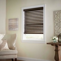 CUSTOM CUT Home Decorators Espresso Cordless 2-1/2 in. Premium Faux Wood Blind - £22.77 GBP+