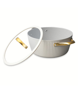 5.5 QT Non-Stick Signature Ribbed Dutch Oven - White &amp; Gold - €45,87 EUR