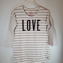 Victorias Secret Shirt Women S/P Stripe Love Flocked Long Sleeve Lounge Shirt - £11.34 GBP
