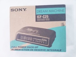 Vtg SONY Box ICF-C25 White Dream Machine FM/AM Alarm Clock Radio Battery Back-up - £19.27 GBP