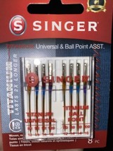 Singer 44806 titan Universal Regular & Ball Point Needles 80/11 90/14 100/16 8ct - $10.01