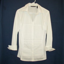 Zac &amp; Rachel Womens XL White Blouse Shirt Cuffed 3/4 Sleeve Comfy Cotton... - £13.90 GBP