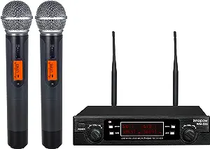 200-Channel Wireless Microphones System, Dual Uhf Metal Cordless Mic Set... - £216.34 GBP