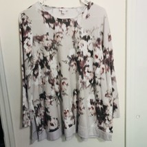 J.Jill Pure Jill Tunic Top Watercolor Abstract Floral Gray Pink White Size PL - £17.70 GBP