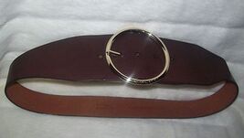 MICHAEL KORS  choco/brown LEATHER BELT Large circular logo backle medium - $54.45