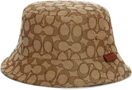 Coach Khaki Beige Signature Cotton Poly Blend Bucket Hat, M/L, 19385 - £83.14 GBP