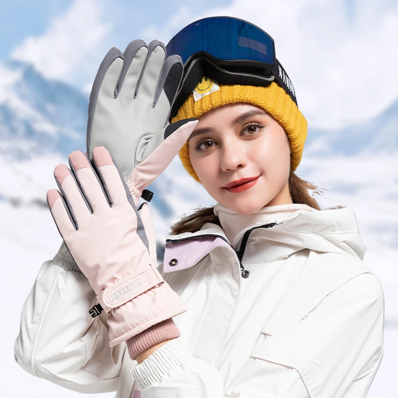 Sporting Thermal Ski Gloves Women Winter Fleece Windproof Waterproof Warm Snowbo - £23.62 GBP