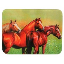 Rivers Edge Three Horses In Meadow Tempered Glass Cutting Board Brown Gr... - $25.21