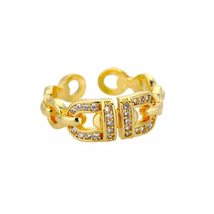 Luxury Golden Copper Zircon Hollow Open Ring Woman Neo Gothic Jewelry Hi... - $25.78