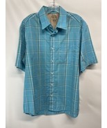 Austin Men&#39;s Button Front Short Sleeve Shirt Caribbean Blue Plaid Summer... - $24.84 CAD