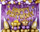 Purple Gold Birthday Decorations For Women Girls, 123Pcs Gold Happy Birt... - £26.77 GBP
