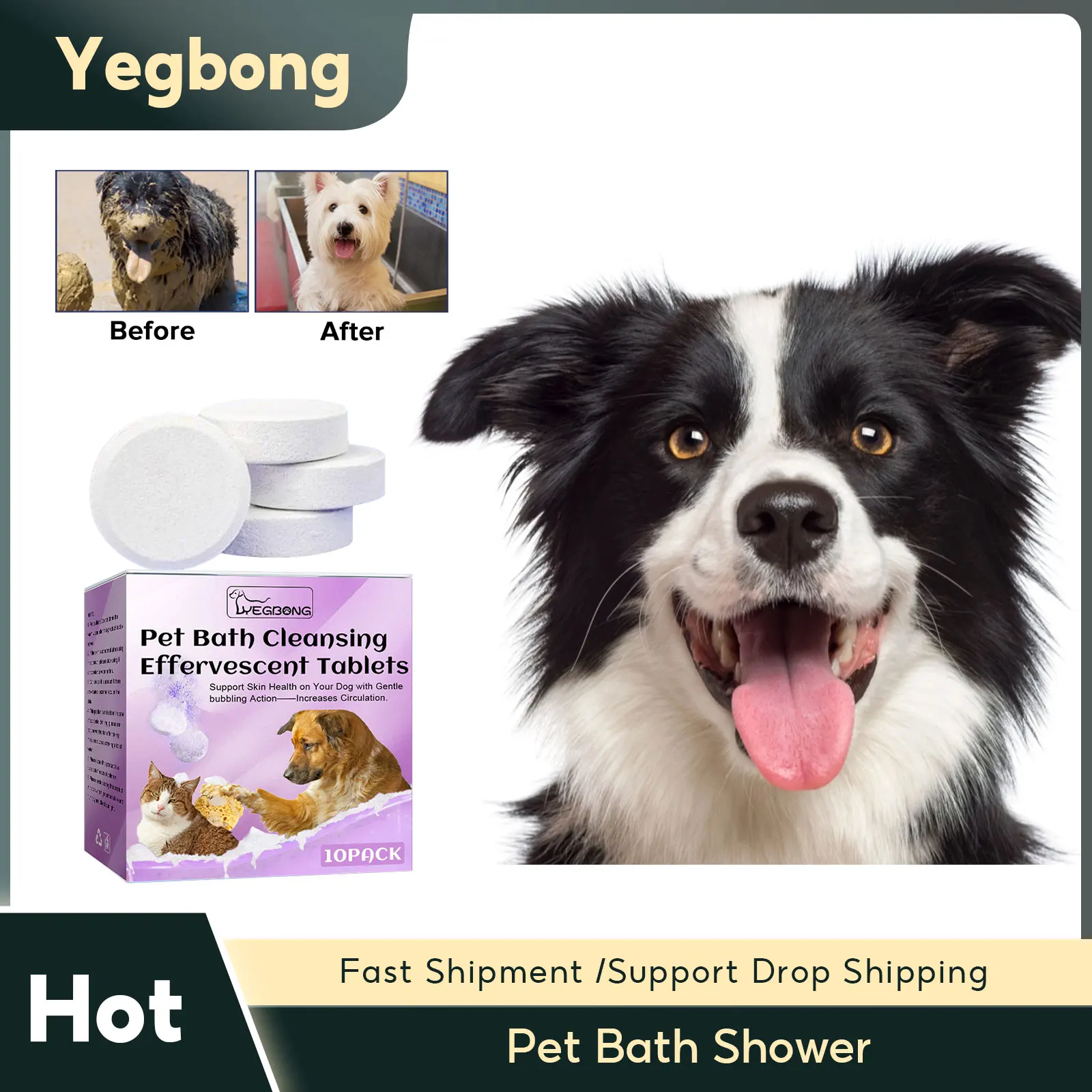 Pet Bath Shower Cleaning Cats Dogs Hair Smoothing Anti Flea Itching Odors - £9.80 GBP