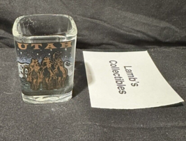 Utah three cowboys riding scene 2.5&quot; shot glass nightcap souvenir cup sq... - £16.38 GBP
