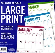 Vista Large Print - 12 Month 2019 Wall Calendar - Big Blocks Easy to Read + 1... - £7.89 GBP