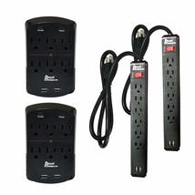 Royal Designs 6 Outlet Surge Protector 2 Power Strip and 2 Wall Mount with 2 USB - £45.63 GBP+