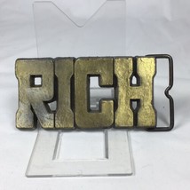 Vintage Belt Buckle RICH Mans Name Cut Spelled Out 3.5&quot; X 1.7&quot; - £15.94 GBP