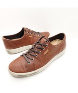 Mens Ecco Soft 7 Cognac Brown Leather Comfort Walking Shoes Sneakers Siz... - $777.66 MXN