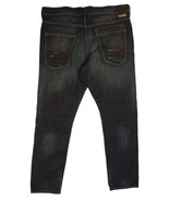 Helix Men&#39;s Jeans N65 Low Straight Leg Jeans Dark Wash Retro Distressed ... - £22.07 GBP