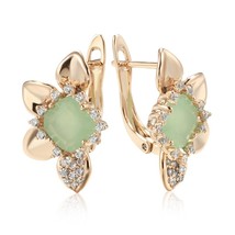 New Trend Sunflower Earrings for Women Fashion 585 Rose Gold Color Green... - £10.56 GBP