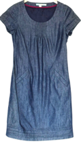 Boden Denim Dress Womens 6 Blue Chambray Shift Indigo Short Sleeve Montm... - $19.42