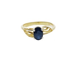 Solid Gold Blau Saphir Versprechen Ring Natürlicher 1 Karat - £46.84 GBP+
