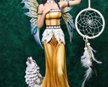 Large Native Indian Fairy Pocahontas Holding Dreamcatcher With Grey Wolf... - £79.91 GBP