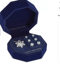 Silver Plated Cubic Zirconia Snowflake Pendant and Three Piece Earring - $30.00