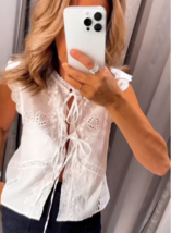Zara Bnwt 2024. White Embroidered Top Blouse Shirt Ties Sleeveless. 0881/024 - £49.80 GBP