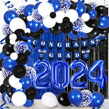 2024 Graduation Party Decorations, Blue Balloon Garland Arch Kit 2024 Mylar Ball - £26.20 GBP