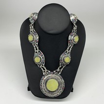 Turkmen Necklace Afghan Ethnic Tribal 7 Stone Yellow Jade Inlay Necklace T13N - £29.36 GBP