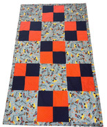 Handmade Quilt Blanket Trucks Tools Construction Blue Orange 50 1/2&quot; X 3... - £22.11 GBP